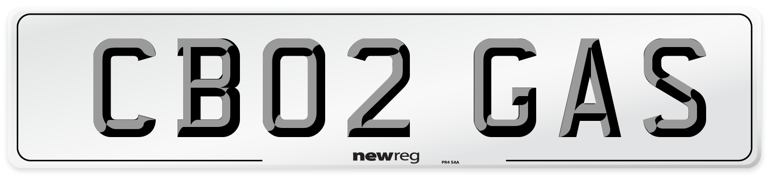 CB02 GAS Number Plate from New Reg